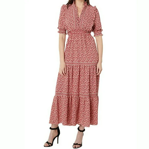 Max Studio | Dresses | Max Studio Ruffle Collar Print Tiered Maxi Dress |  Poshmark